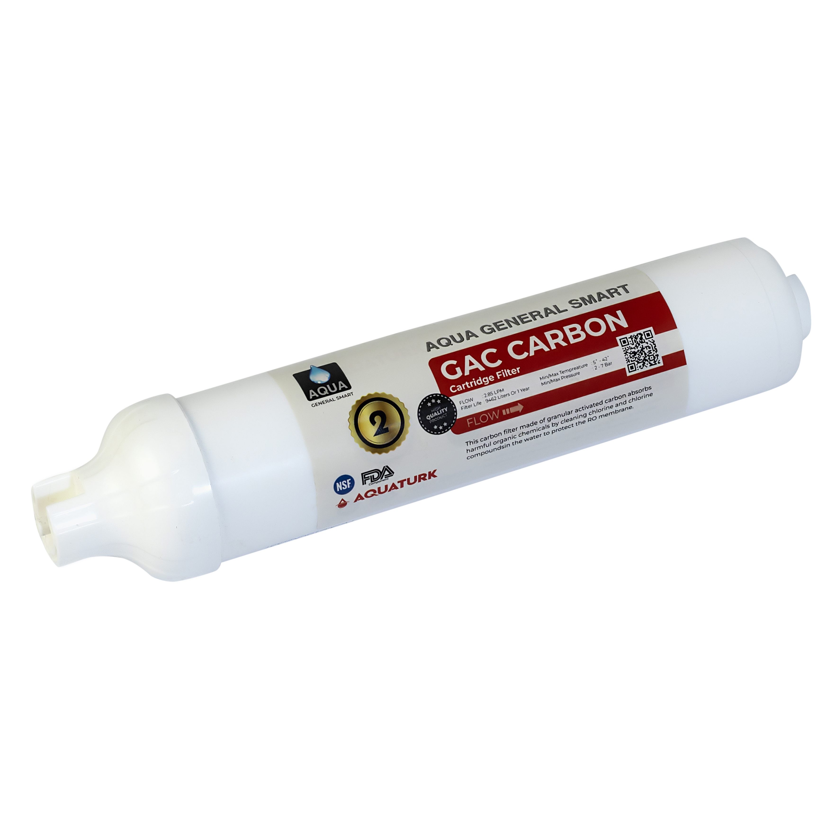Aqua General Smart Second Stage GAC Compact Filter Cartridge | Integrated Chlorine Removal