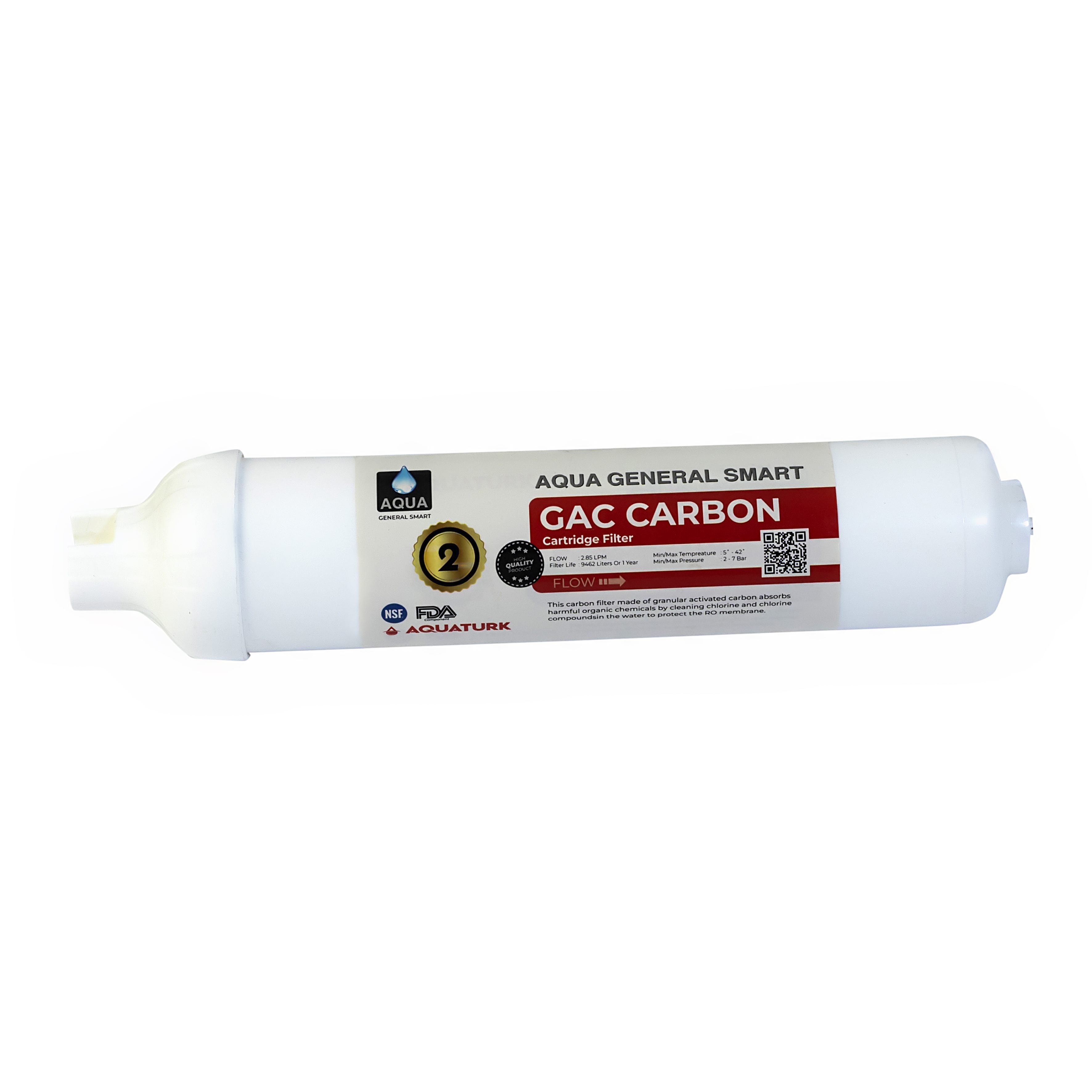 Aqua General Smart Second Stage GAC Compact Filter Cartridge | Integrated Chlorine Removal